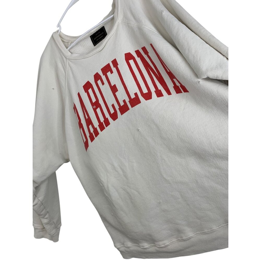 Rare Anthro Retrobrand Barcelona Sweatshirt XLarge White Pullover REE10502